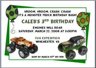 Personalized Monster Truck Grave Digger Invitation  