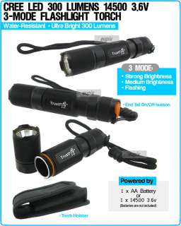 300 Lumens S A2 CREE LED Flashlight Light Pocket Torch  