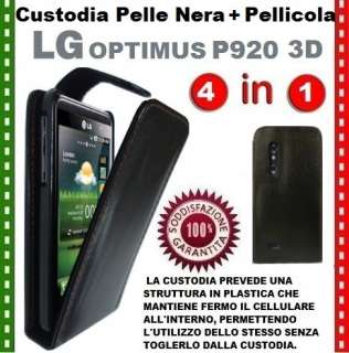 CUSTODIA COVER CASE PELLE NERA per LG P920 OPTIMUS 3D  