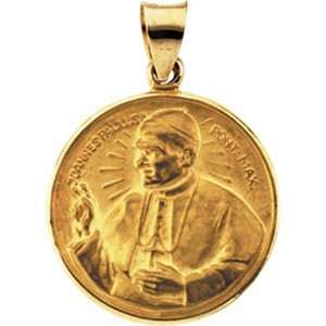  Spiritual 14K Yellow Gold Pope John Paul medal pendant 