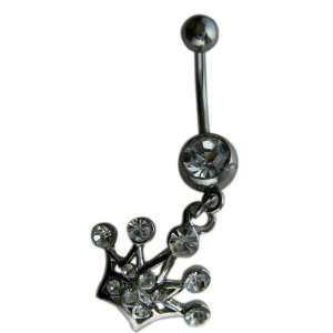   Navel Ring Bar Silver   Crown Royalty Belly Button Toys & Games