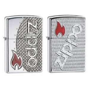  Zippo Lighter Set   Armor Bolted and Classic Zippo Flame 