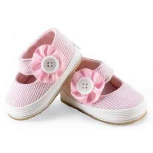  Girls Slip On Pink Mary Jane Seersucker Shoes 0 6M: Baby