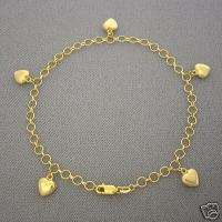 14K Gold Cute Heart Charms Ankle bracelet jewelry GA33  