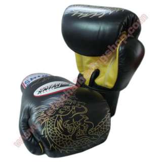 Twins Muay Thai Boxing Gloves Black Gold Dragon 12 oz.  