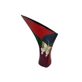 Abstract metalic butterflies lacquer decorative Calla lily vase 12