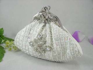 Victorian White Beaded Crystal Flower Jeweled Wristlet  