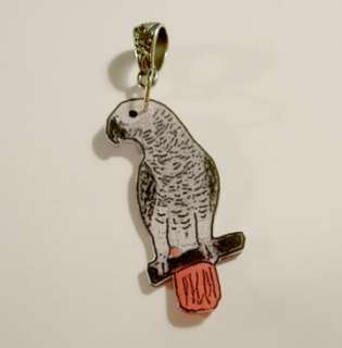 African Gray Parrot Bird Necklace Pendant Jewelry  