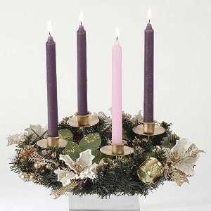   12 Ivory and Gold Poinsettia Christmas Advent Wreath