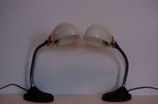 Pair Industrial Antique Adjustable Table Lamps Black  