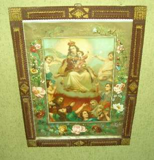 ANTIQUE TRAMP ART FRAME THE LATE 1800s GERMANY  