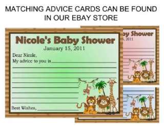 JUNGLE BABY SHOWER FAVORS GAME CARDS  