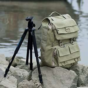 com Khaki Green Canvas Outdoor Camera Bag/Laptop Bag Medium Backpack 