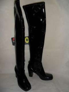 OVER KNEE US 6.5 GIANFRANCO FERRE BOOTS WOMAN BLACK STRETCH PATENT 