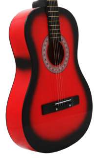 NEW RED Acoustic Guitar+PICK+STRING+LESSON  