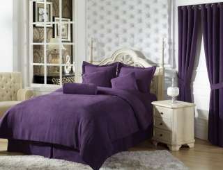 7pc Purple Micro Suede Bed in a Bag Comforter Set Queen  