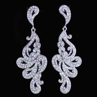 Pave Vintage Style Swirl Swarovski Crystal Chandelier Earrings 