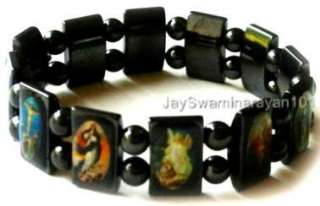 Black Hematite Rosary Religious Bracelet Cuff  
