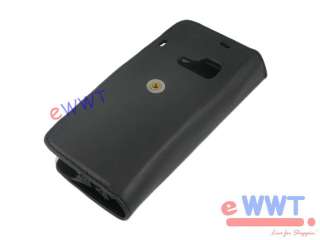 Black * Vertical Leather Cover Case with Clip for Nokia E90 