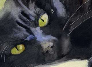 Print Black Cat Painting Art long hair longhair  