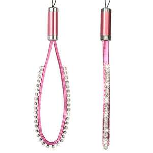 Mobile Cell Phone PDA  Bling Wrist Strap Charm Ornament Pink 3423 