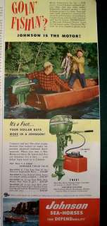 1950 Johnson Sea Horse Outboard Motor Boat FISHIN Ad  
