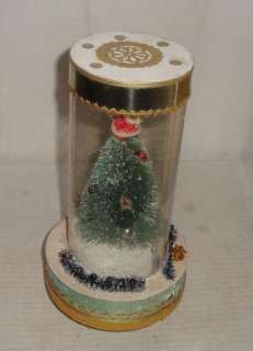 VINTAGE TURNING MUSICAL BOTTLE BRUSH CHRISTMAS TREE WITH FALLING SNOW 