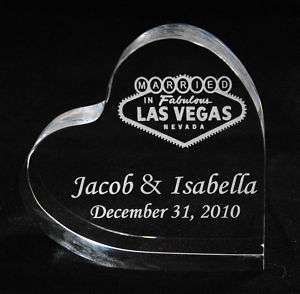 Personalized Las Vegas Theme Heart Wedding Cake Topper  