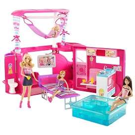 NEW Barbie SISTERS GO CAMPING Pink Camper Playset Furnished  