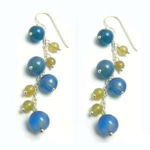   Baker Silver & Blue Green Chalcedony Drop Earrings (3 Drop) Jewelry