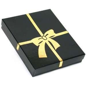  Black Gold Bow Cotton Jewelry Necklace Gift Box 6 1/8 
