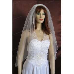    1T Finger Tip Diamond White Plain Wedding Bridal Veil Beauty