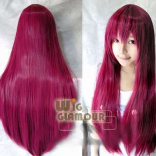 NWT Long Straight Wine Red Cosplay Party Hair Wig  