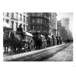  Wagons Removing Snow from New York City Photograph   New 