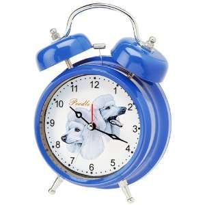   White Poodle Vintage Look Double Bell Dog Alarm Clock: Home & Kitchen