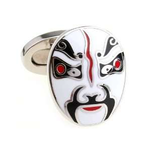  Cao Cao White Chinese Opera Masks Cufflinks Cuff Links 