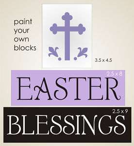 STENCIL Primitive Easter Blessings Cross Spring Blocks  