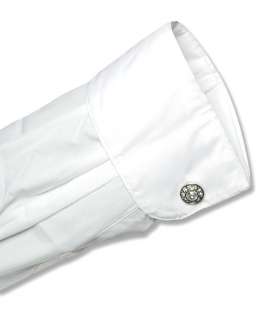 Mens White Dress Shirt Convertible Cuffs sz 18 34/35  