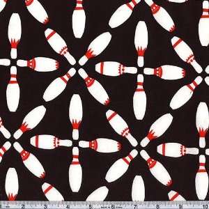  45 Wide Bowling Pins Black Fabric By The Yard Arts 