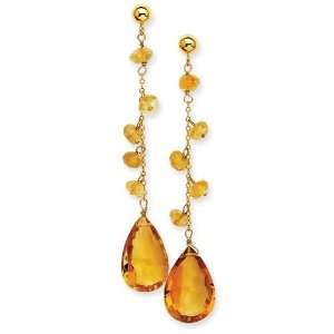  Citrine Dangle Earrings in 14k Yellow Gold Jewelry