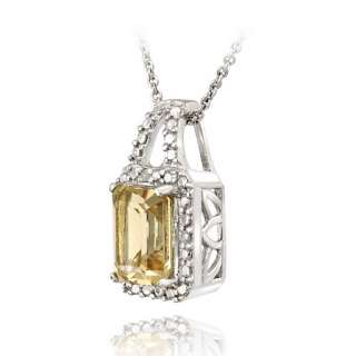  emerald cut Citrine gemstone encompassed by sparkling white diamonds 