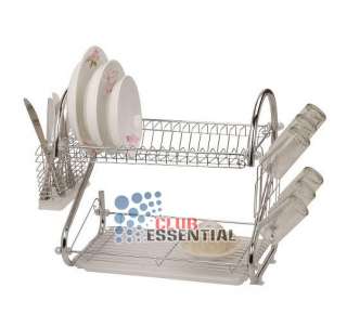 Tier Dish Rack Plate Glass Cutlery Holder Stand Utensil Drainer 
