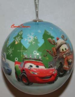Disney Pixar CARS Lightning McQueen Tow Mater Ball Christmas Ornament 