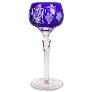 Crystal Clear Grape Cut Blue Goblet: Kitchen & Dining