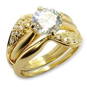  CZ WEDDING RINGS   Gold Plated Engagement & Wedding Ring 