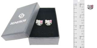 Swarovski Crystal Hello Kitty Stud Earrings Pink Flower  