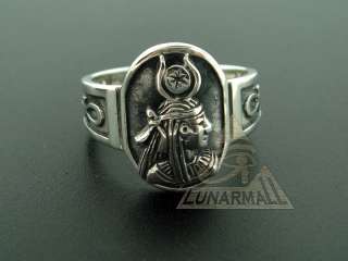 Egyptian Silver Jewelry Goddess Mut w/ Ankh Ring 8 1/2  