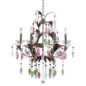  Bronze and Brushed Gold 27 Wide Crystal Chandelier
