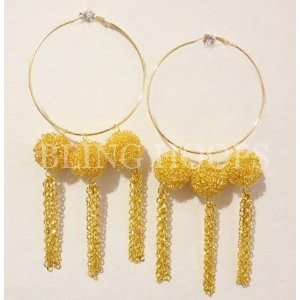 Draya Michele Chain Tassle Basketball Wives LA Hoop Earrings in Gold