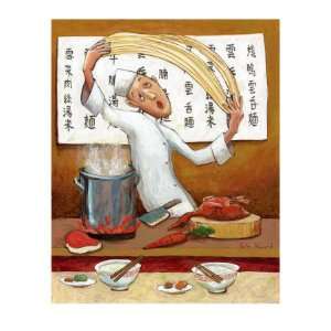   Noodle Chef Giclee Poster Print by John Howard, 30x40